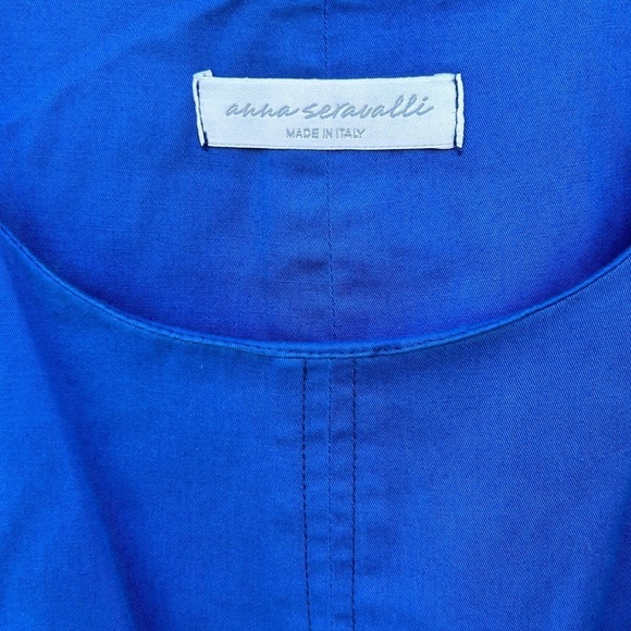 Anna Seravalli Dress Made in Italy Cotton Casual Contemporary Italian Blue Sz L - Picture 3 of 5